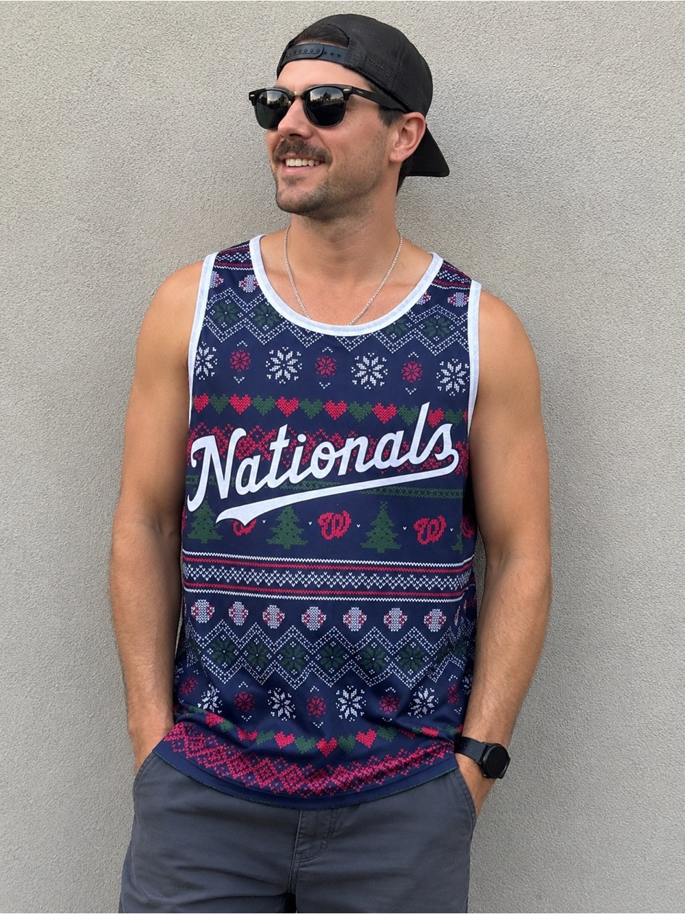 Washington Nationals Ugly Christmas Tank Top XL MLB Holiday Sleeveless Shirt Y2K